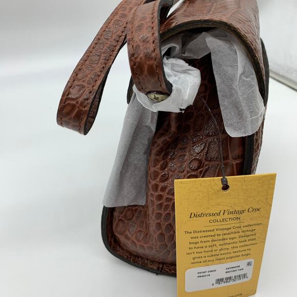 Patricia Nash Crossbody Leather Ashmore Satchel British Tan Croco Purse - Picture 6 of 11